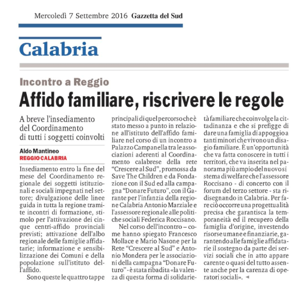 affido familiare articolo