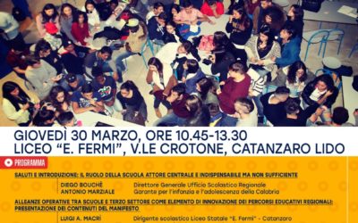 La sfida della comunità educante in Calabria: conferenza 30 marzo, ore 10.45, Istituto E.Fermi- Catanzaro Lido